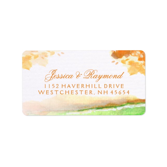 Autumn Orange & Gold Wedding Address Labels (Front)