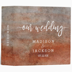 Autumn Orange Grey Watercolor Wedding Photo Album Binder