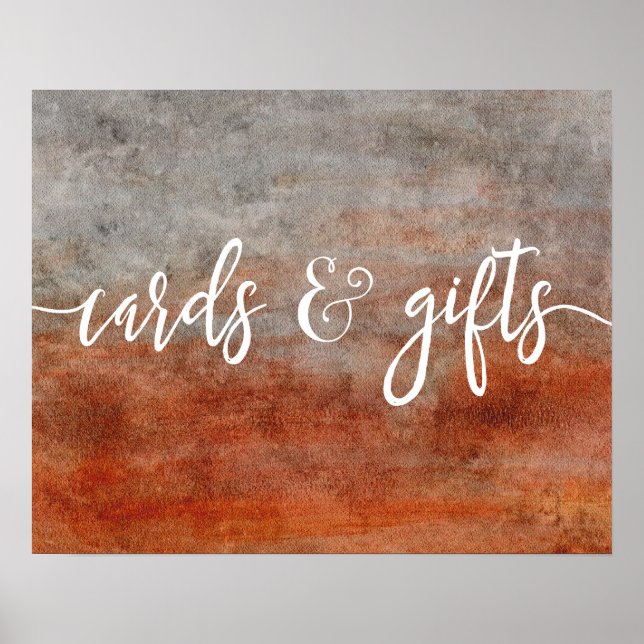 Autumn Orange Grey Wedding Cards & Gifts Poster (Front)
