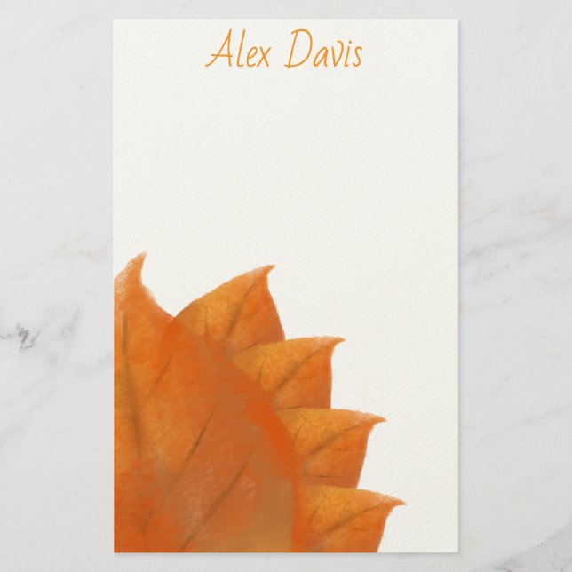 Autumn Orange Leaves Stationery Paper (Front)