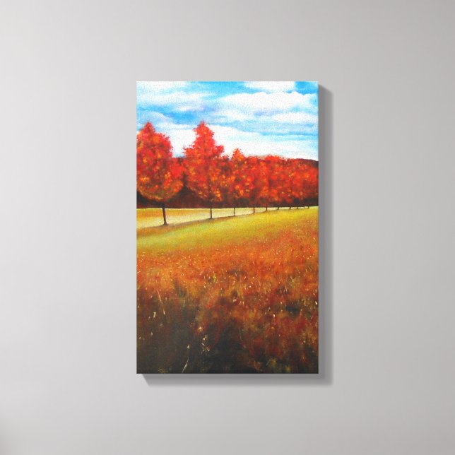 Autumn Orange Leaves Trees Painting Canvas Print (Front)