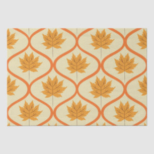 Autumn Orange Maple Leaves on Ogee Pattern  Tissue Paper