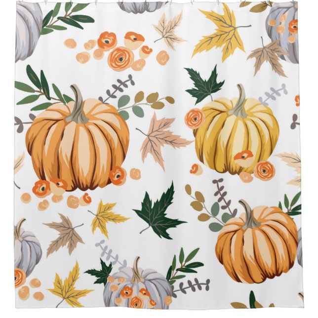 Autumn orange pumpkin and flowers pattern (Front)