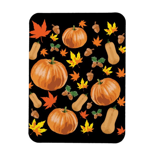 Autumn Orange Pumpkin Fall Pattern Magnet (Vertical)