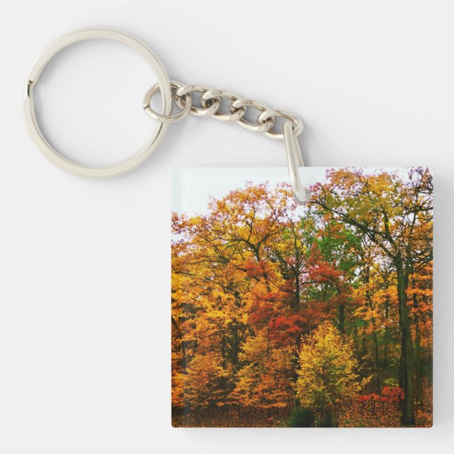 Autumn Orange Trees Keychain (Front)