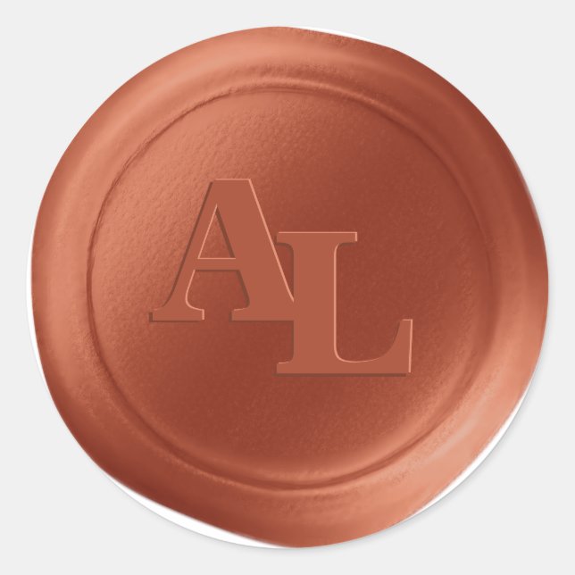 Autumn Orange Wax Seal Monogram Wedding Stickers (Front)
