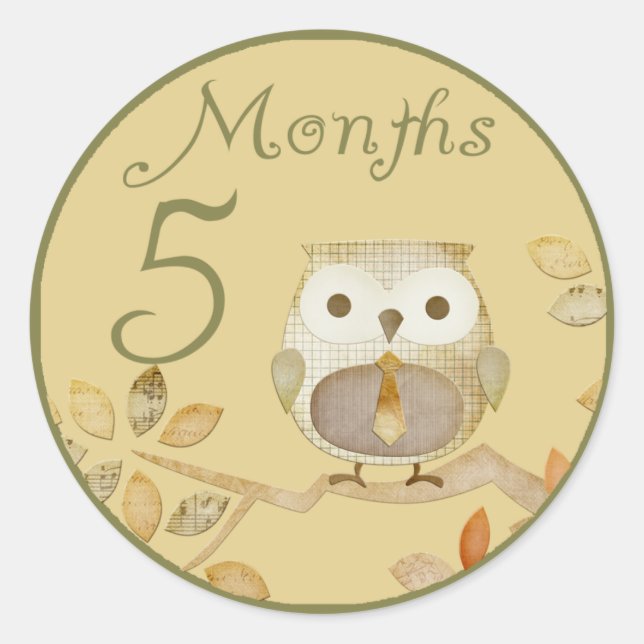 Autumn Owl 5 Months Sticker (Front)