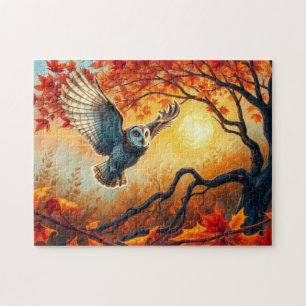 Autumn Owl Alcohol Ink art Jigsaw Puzzle