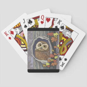 Autumn Owl and Fall Colours   Playing Cards