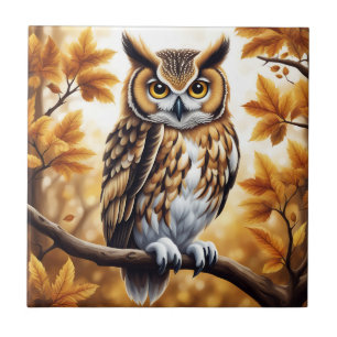 Autumn Owl Bird Tile