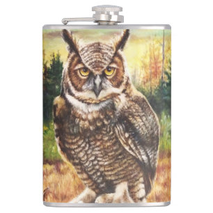 Autumn Owl Hip Flask
