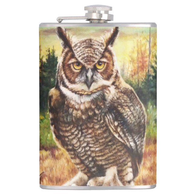 Autumn Owl Hip Flask (Front)