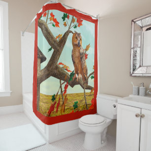 Autumn Owl Maple Tree Wildlife Art