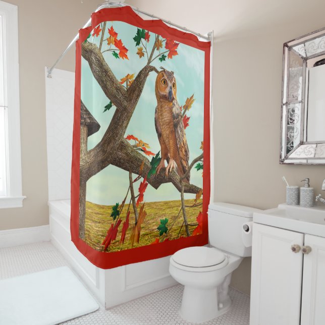 Autumn Owl Maple Tree Wildlife Art (In Situ)