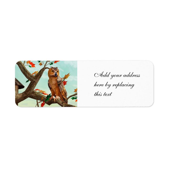 Autumn Owl Maple Tree Wildlife Art (Front)