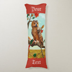 Autumn Owl Maple Tree Wildlife Art Body Pillow