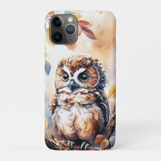 Autumn Owl Watercolor Illustration iPhone 11 Pro Case