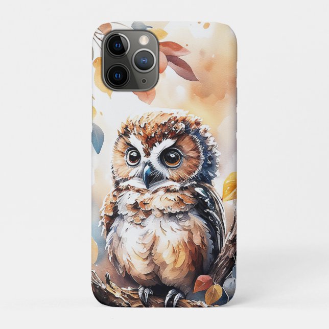 Autumn Owl Watercolor Illustration Case-Mate iPhone Case (Back)