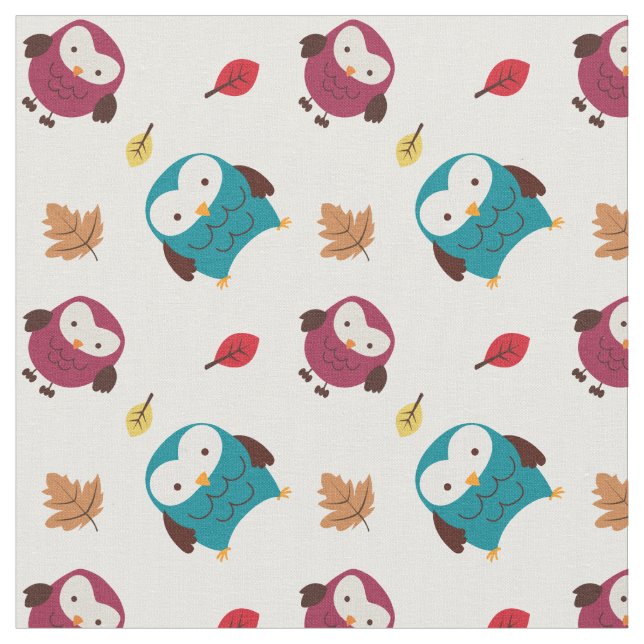 Autumn Owls Fabric (Close Up)