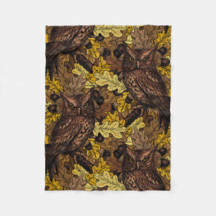 Autumn owls fleece blanket