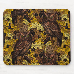 Autumn owls mouse pad