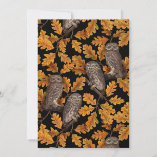 Autumn owls on black