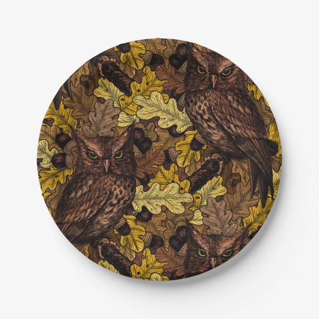 Autumn owls paper plate (Front)