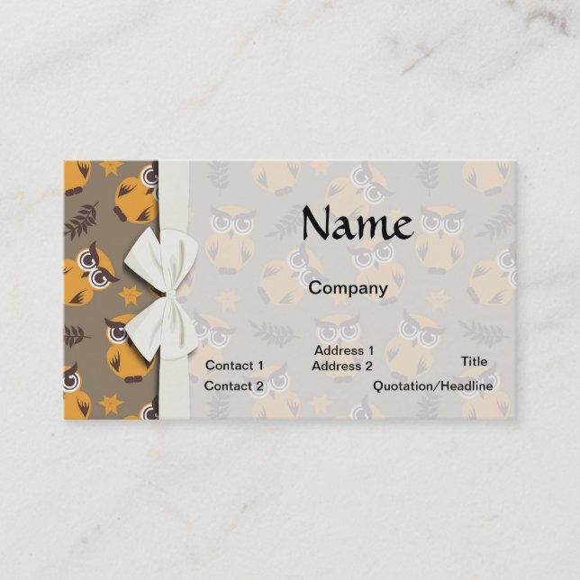 autumn owls pattern business card (Front)