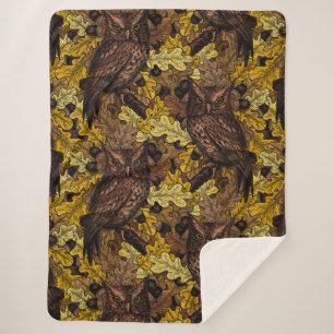 Autumn owls sherpa blanket