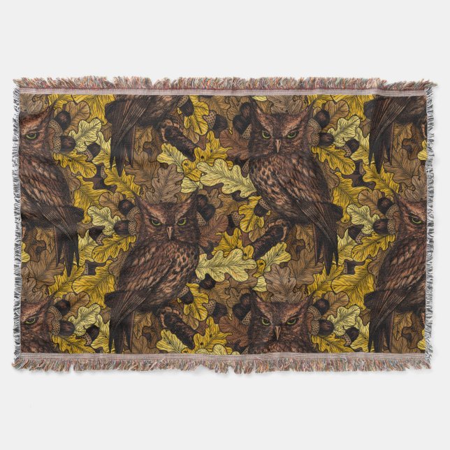 Autumn owls throw blanket (Front)