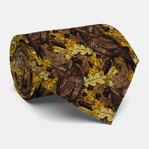 Autumn owls tie