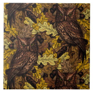 Autumn owls tile