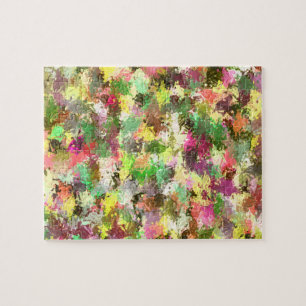 Autumn Paint Splatter Leaves Abstract Art Jigsaw Puzzle