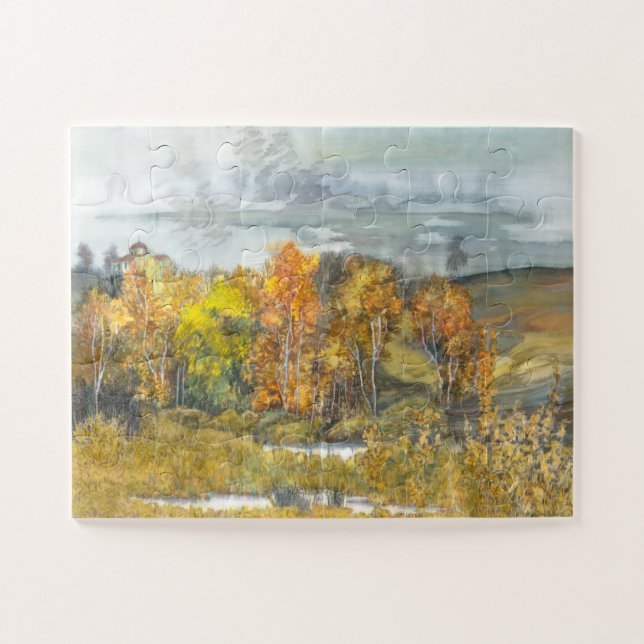 Autumn  painting watercolor jigsaw puzzle (Horizontal)