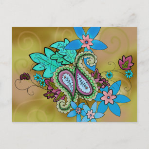 Autumn Paisley Postcard