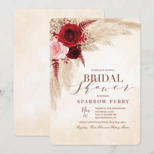 Autumn Pampas Grass Bridal Shower Invitation