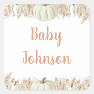 Autumn Pampas Grass Favour Tag   Rustic Fall Baby