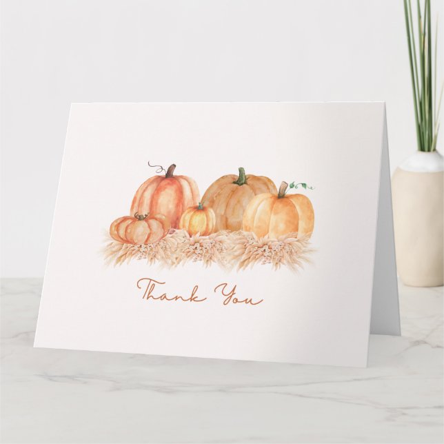 Autumn Pampas Grass Thank You Card | Neutral Boho (Front)