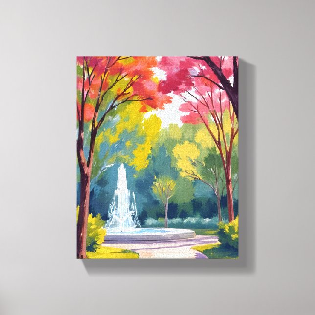Autumn Park Fall Foliage Watercolor Canvas Print (Front)