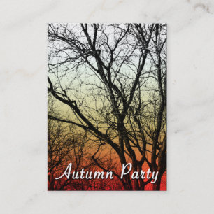 autumn party ghost tree business card