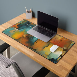 Autumn patchwork abstract desk mat