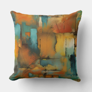 Autumn patchwork abstract throw pillow