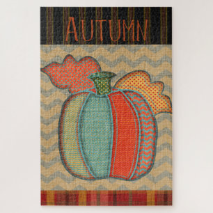 Autumn Patchwork Pumpkin Jigsaw Puzzle