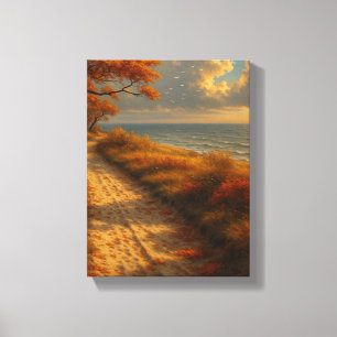 Autumn Path by the Sea Canvas Print