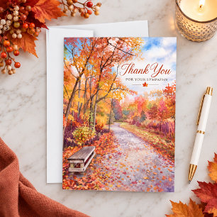 Autumn Path Memorial Sympathy Thank You Card