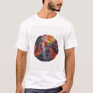 autumn path nature circle Baseball ¾ Sleeve T-Shirt