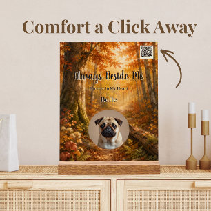Autumn Path Pet Memorial Acrylic Photo & QR Code Sign