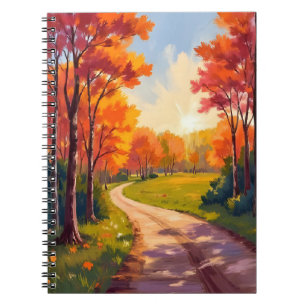 Autumn Path   Red Foliage Nature Landscape Notebook