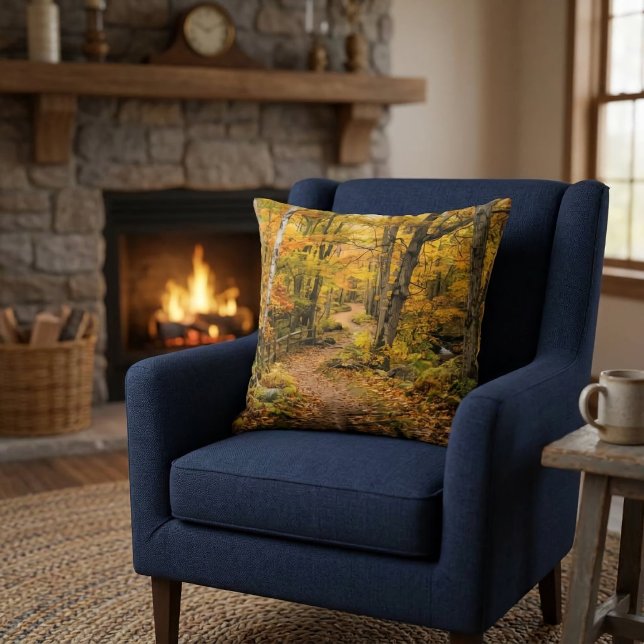 Autumn Path Throw Pillow (Creator Uploaded)