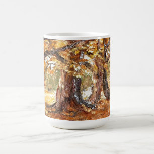 Autumn path with trees and leaves coffee mug